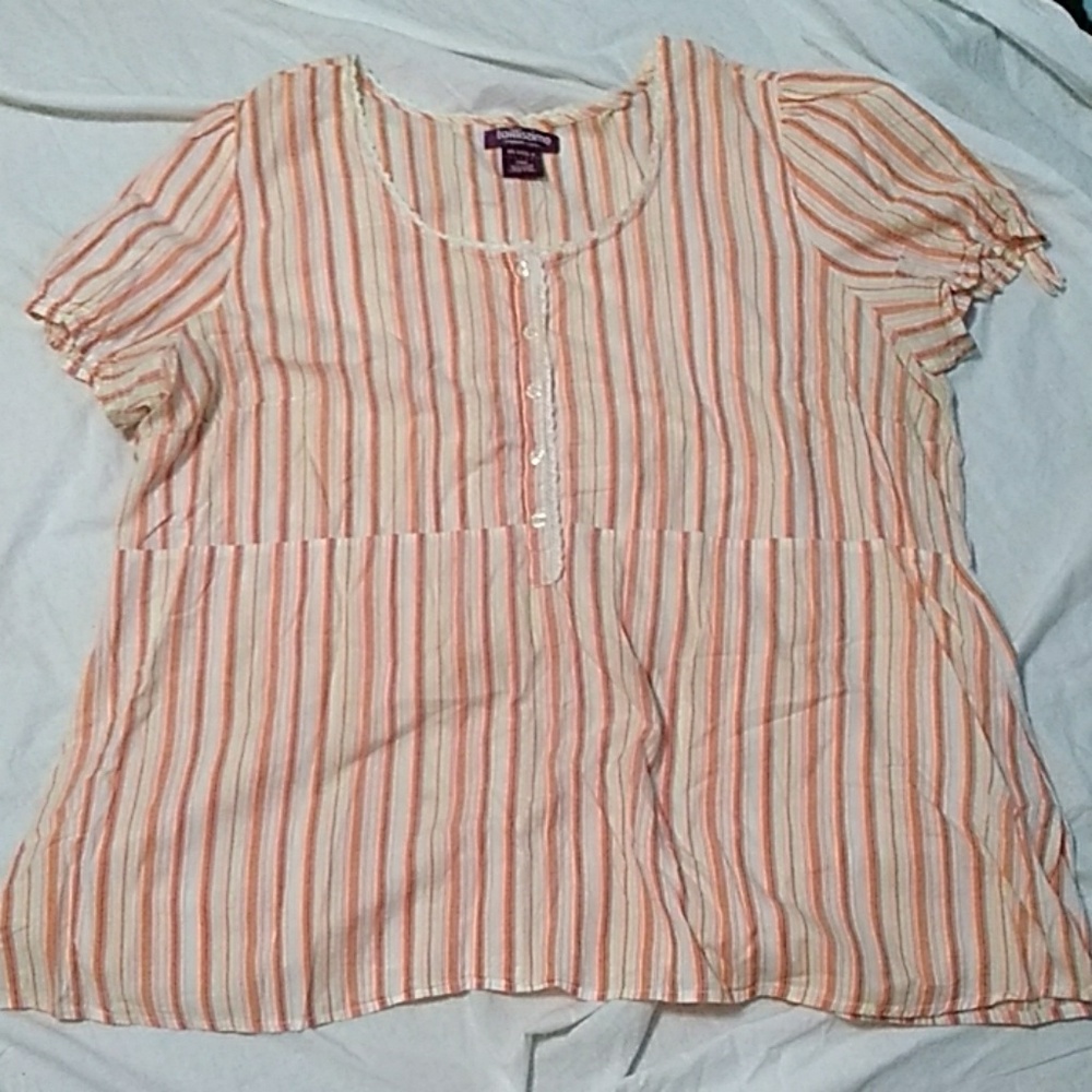 Taillissime coral/white/stripe short sleeve 24Wtop